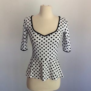 Rock Steady / ModCloth Polka-dot Peplum Top - Sm
